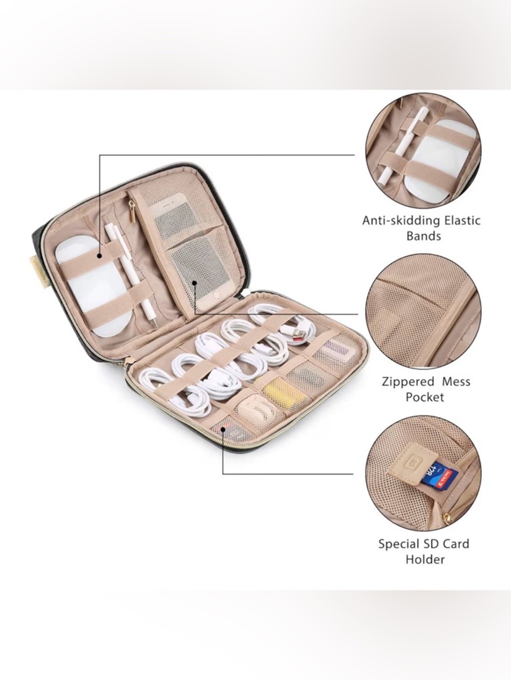 BAGSMART Large Electronics Organizer Travel Case - Picture 2 of 5